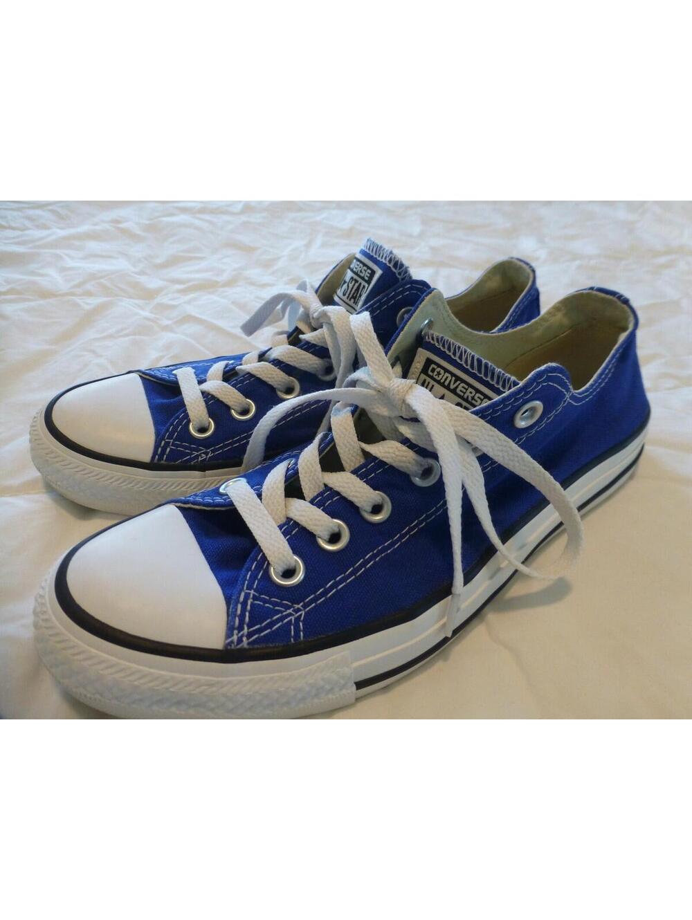 Converse All Star Low Top Sneakers Women's US 8 Blue Canvas Lace Up Athletic M3